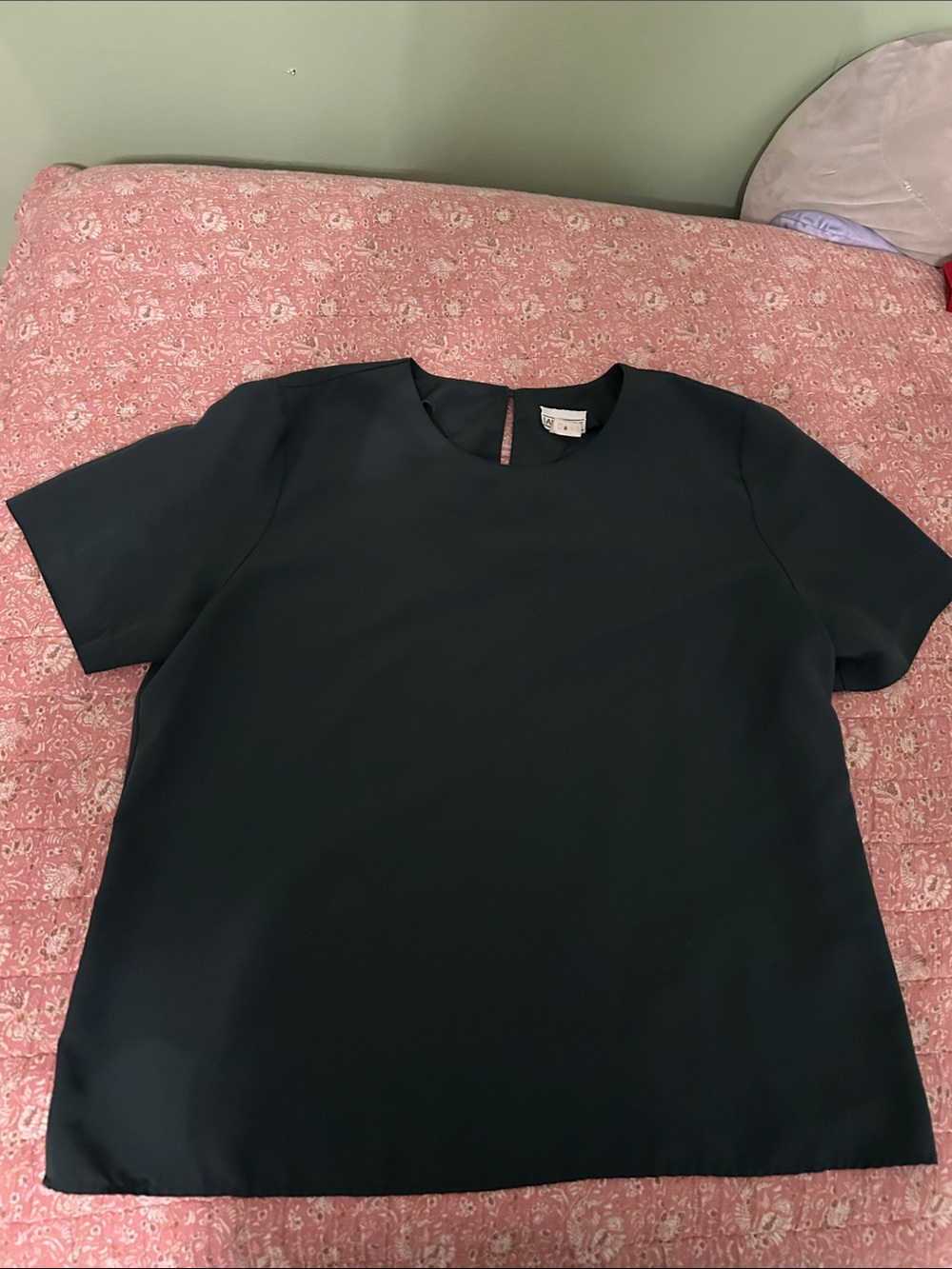 Simple Dark Green Short Sleeve Boxy Top